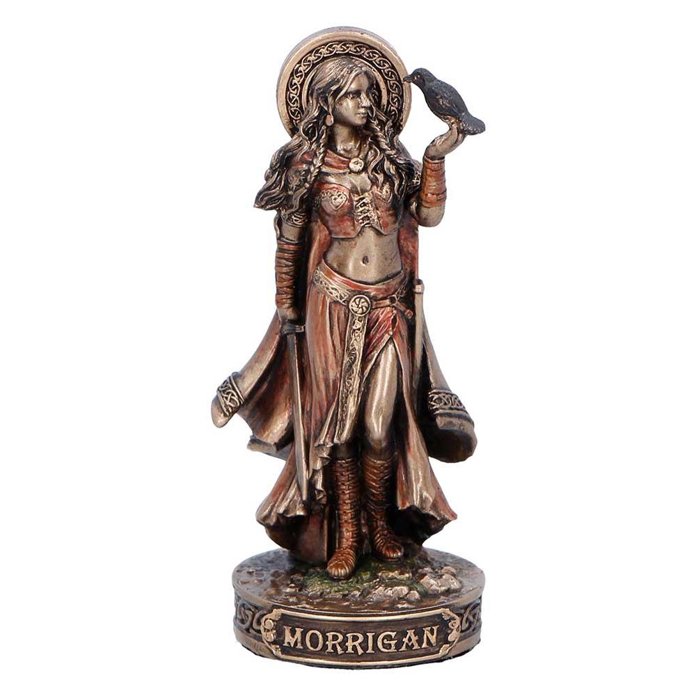 Small Morrigan Goddess Figurine Celtic War Deity Crow Statue Pagan Mythology