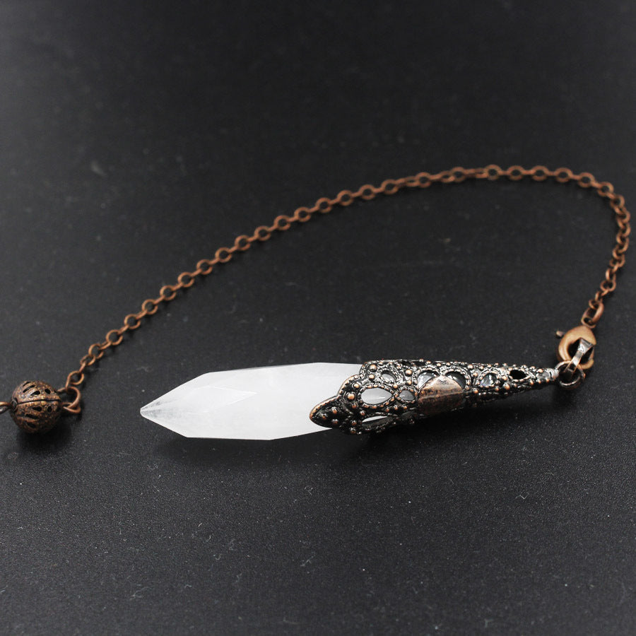 Faceted Crystal Column Pendant Pendulum Bronze Tapered Pendant