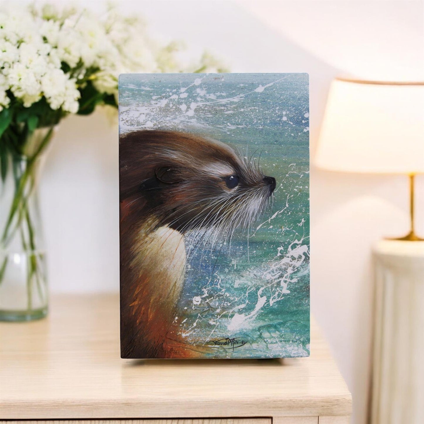 Otter Looking Out Ceramic Art Tile by David Finney - 30x20 cm - Ready to Hang - Unique Gift for Nature Lovers