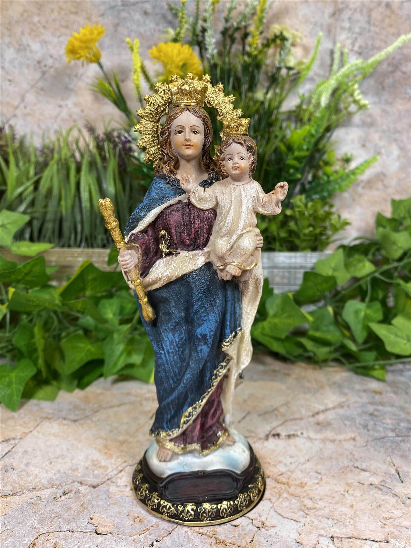 Our Lady of Mount Carmel Virgin Mary Sculpture Statue Religious Ornament 13 cm-Osiris Craftworks