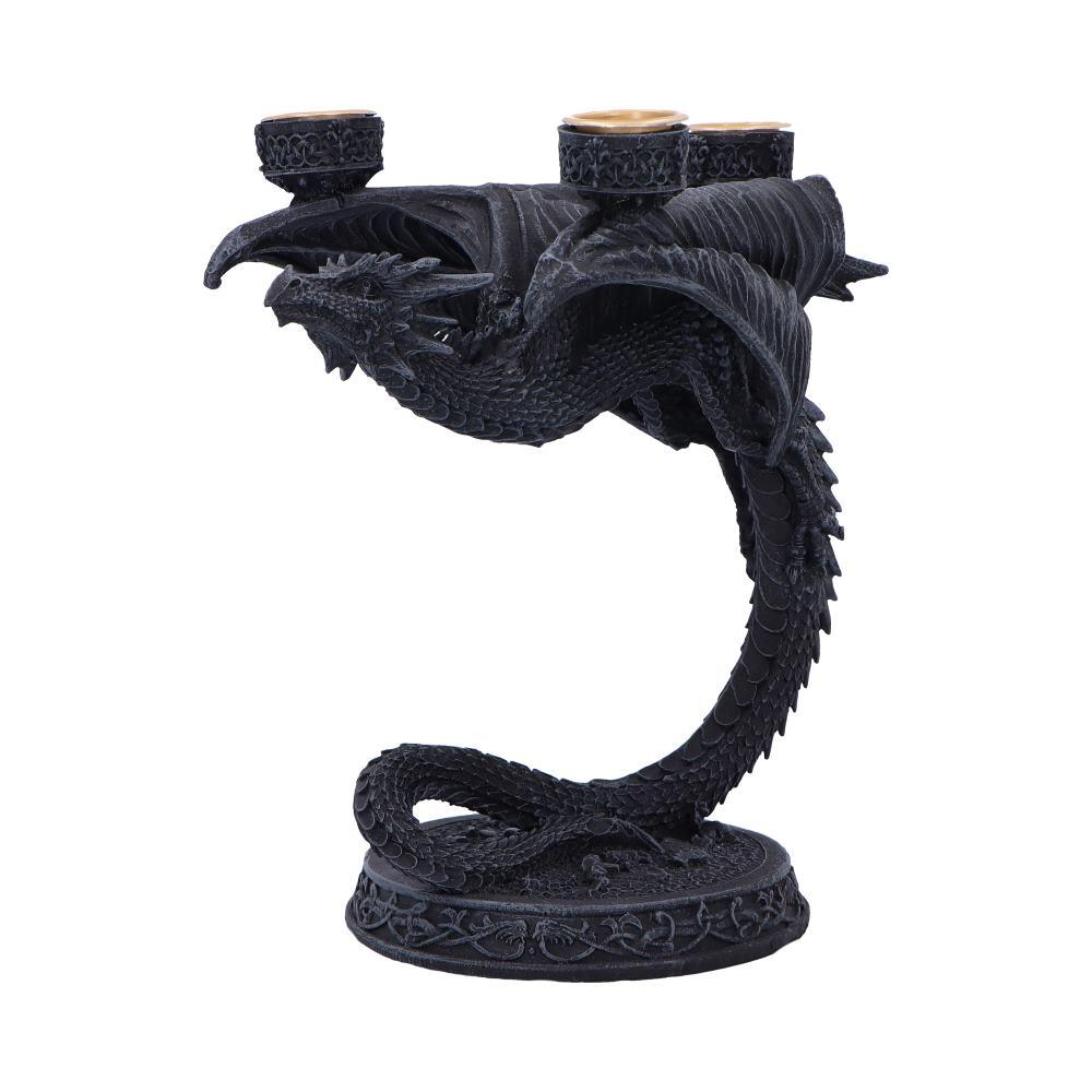 Gothic Dragon Candle Holder Triple Candelabra Fantasy Medieval Sculpture Decor