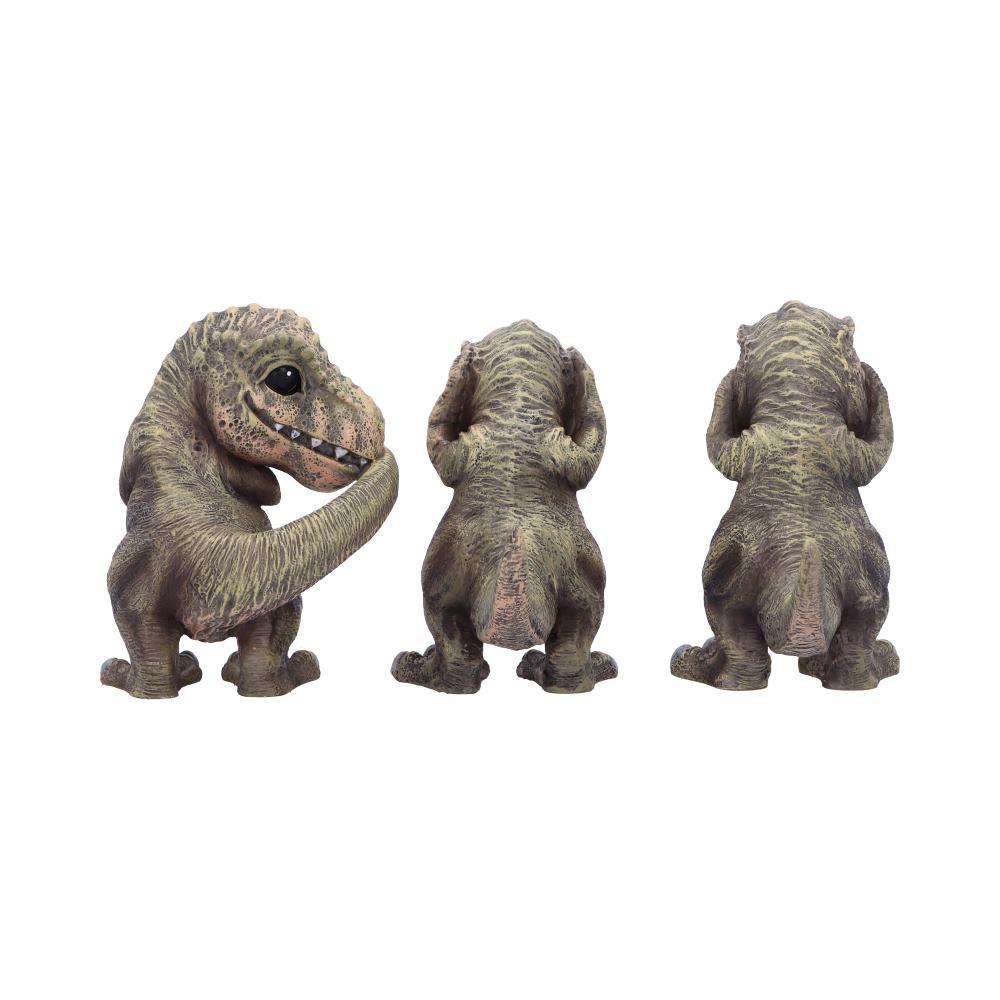 Three Wise T-Rex Dinosaur Figurines Set See No, Speak No, Hear No Evil Figurines