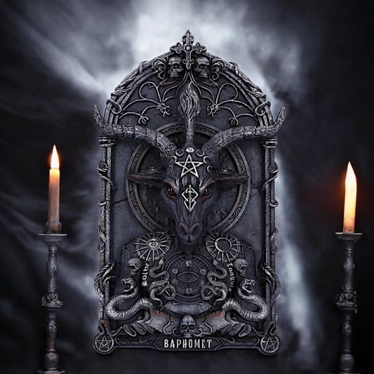 Baphomet Gothic Wall Plaque Occult Altar Art Decor Mystical Resin Artwork Statue