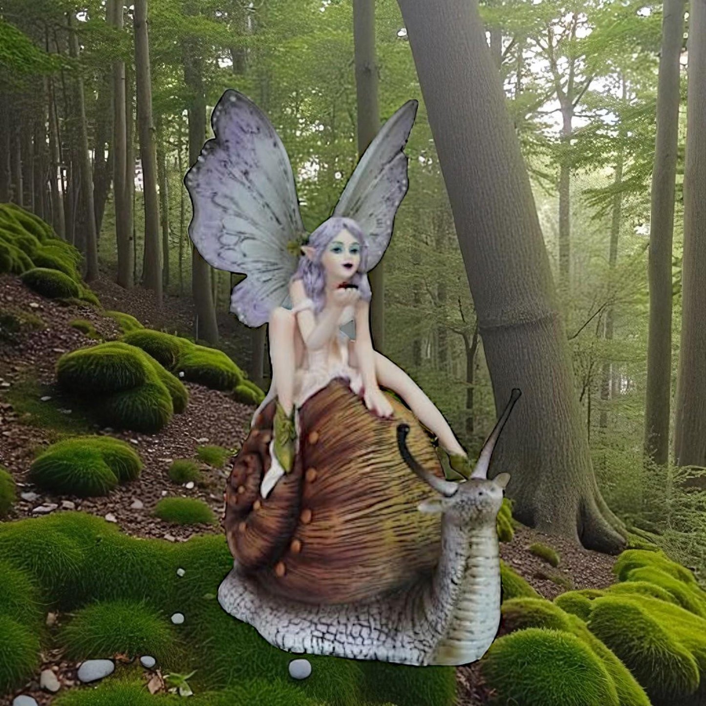 Whimsical Fairy Snail Ornament Resin Figurine Collectible Fantasy Gothic Home Decor 16cm