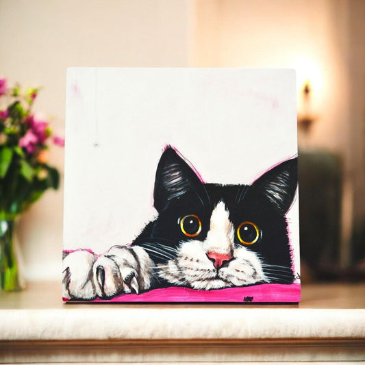 The Hypnotist Ceramic Art Tile by Victoria Coleman 20X20 cm - Ready to Hang Wall Decor - Cat Lover Gift Boxed-Osiris Craftworks