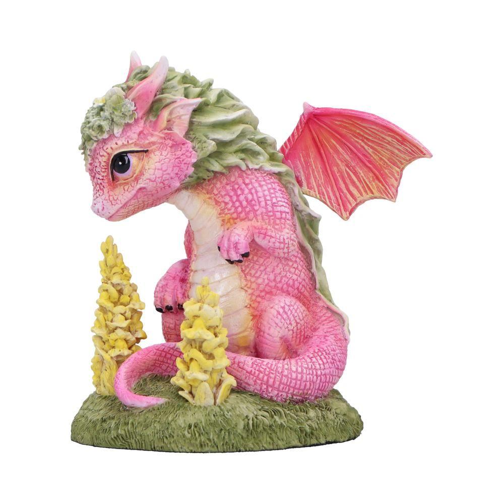 Adorable Pink Dragon Figurine Collectable Statue Floral Accents Ornament