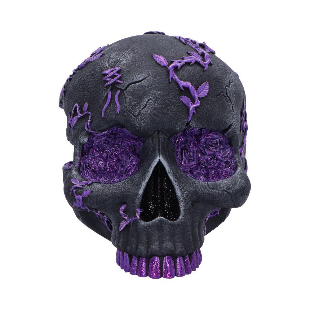 Fantasy Roses Skull Purple Gothic Geode Figurine Crystal Horror Ornament Decor