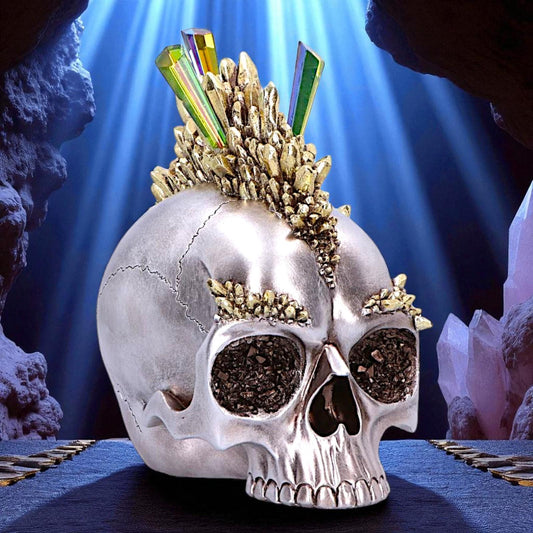 Gothic Crystal Mohawk Skull Ornament Chrome Punk Crystal  Fantasy Figurine