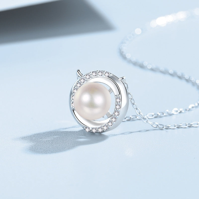 Light Luxury Temperament Special-interest Design Simple All-match S999 Pure Silver Pearl Necklace For Women