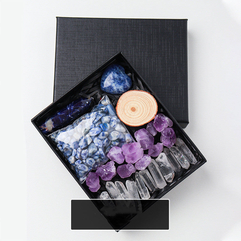 Natural Crystal Rough Pillar Crushed Stone Gift Set