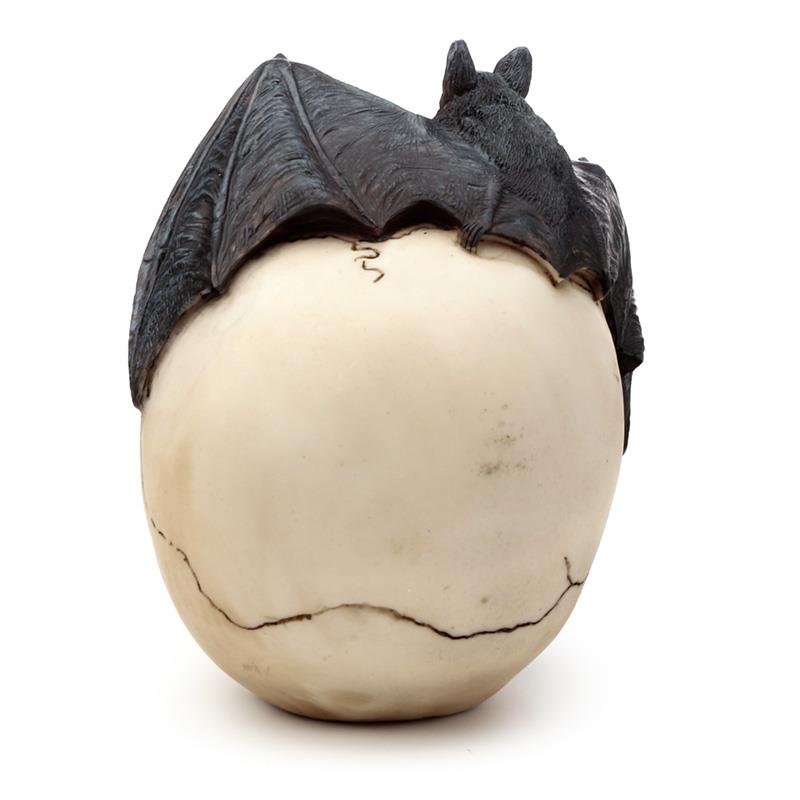 Gothic Skull and Bat Figurine Halloween Decor Dark Fantasy Occult Ornament