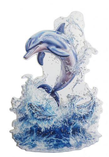 Dolphin Metal Wall Art | 3D Embossed Plaque | Marine Coastal Beach House Decoration