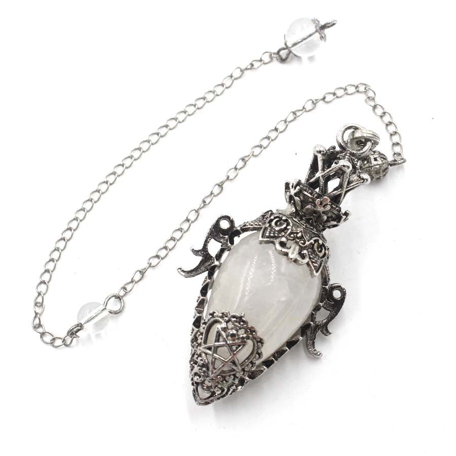 Ancient Silver Bottle Egg-shaped Crystal Pendulum Pendant Necklace