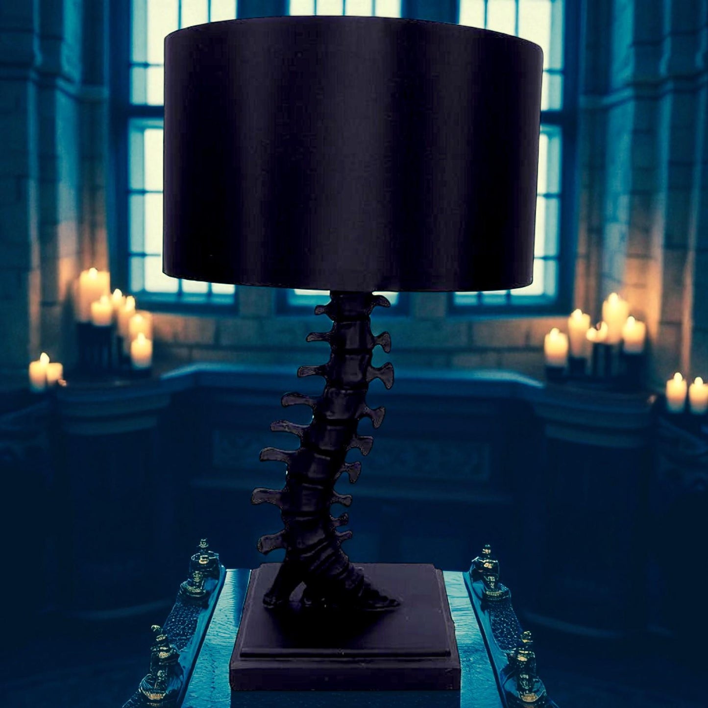 Gothic Vertebrae Table Lamp Spine Light with Shade Halloween Horror Decor