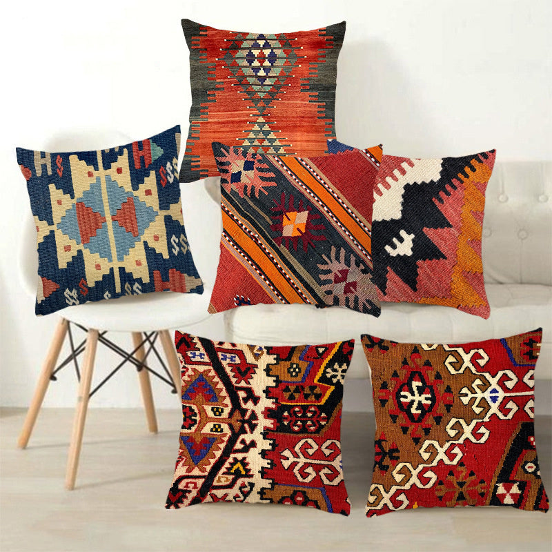 Bohemian Linen Pillow Ethnic Style