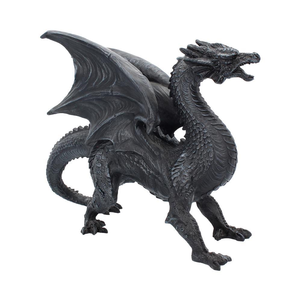 Dragon Watcher Obsidian Statue Dark Fantasy Decor Gothic Collectible Figurine Art