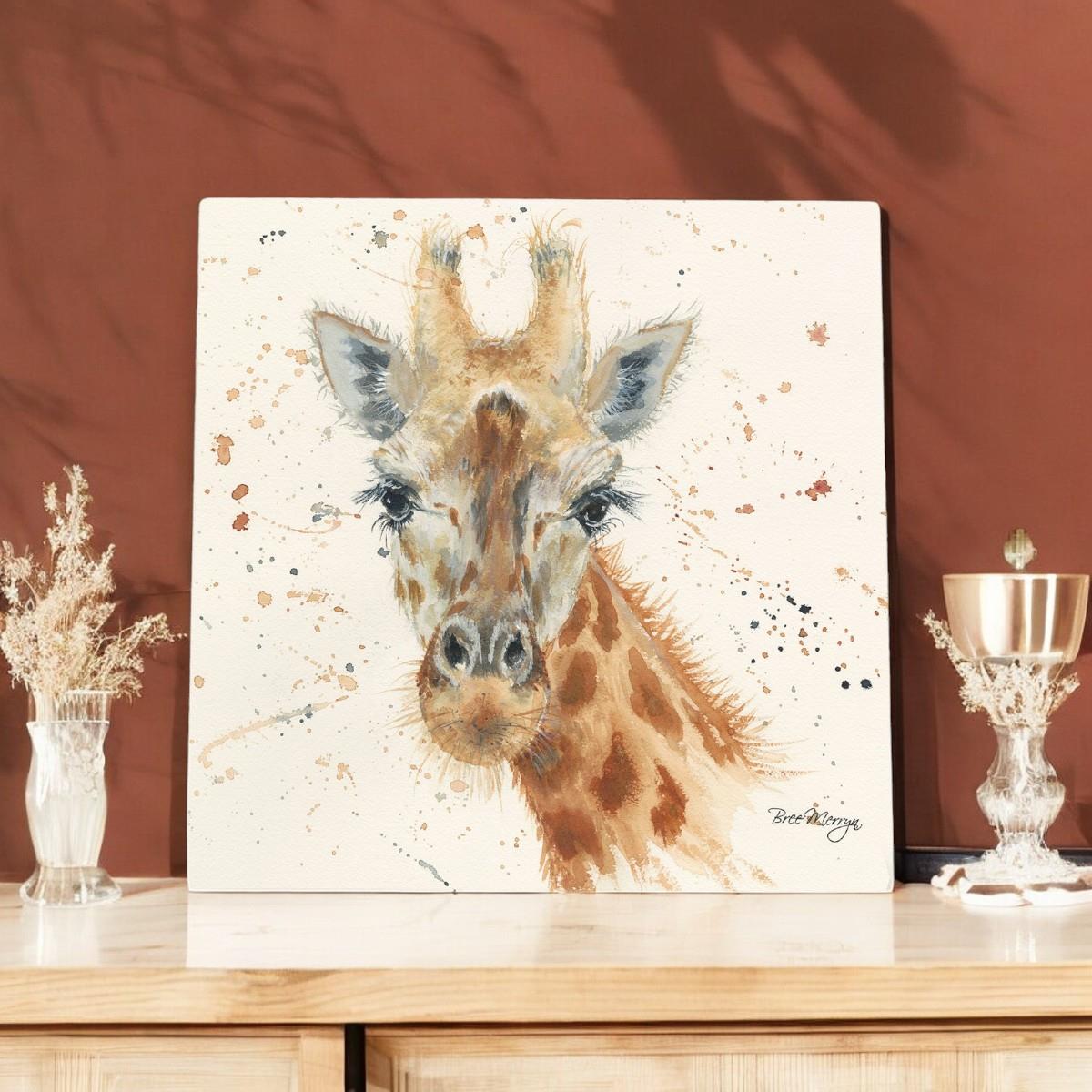 GERALDINE Giraffe Ceramic Art Tile Bree Merryn 20x20cm Wall Art Decor, Handcrafted, Ready to Hang-Osiris Craftworks