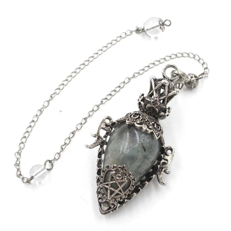 Ancient Silver Bottle Egg-shaped Crystal Pendulum Pendant Necklace