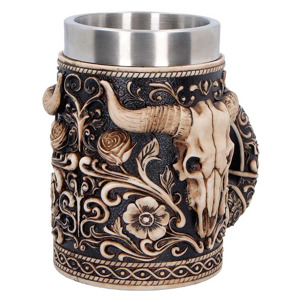 Bull Skull Tankard Western Cowboy Mug Gothic Barware Collectible Drinkware