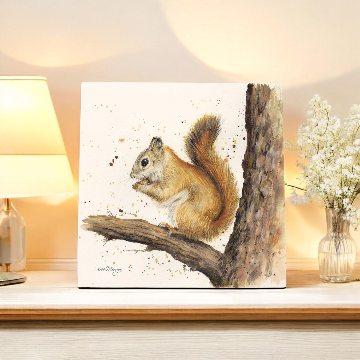 Stiles Red Squirrel Ceramic Art Tile by Bree Merryn - 20x20cm | Ready to Hang"