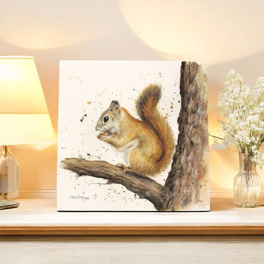 Stiles Red Squirrel Ceramic Art Tile by Bree Merryn - 20x20cm | Ready to Hang"