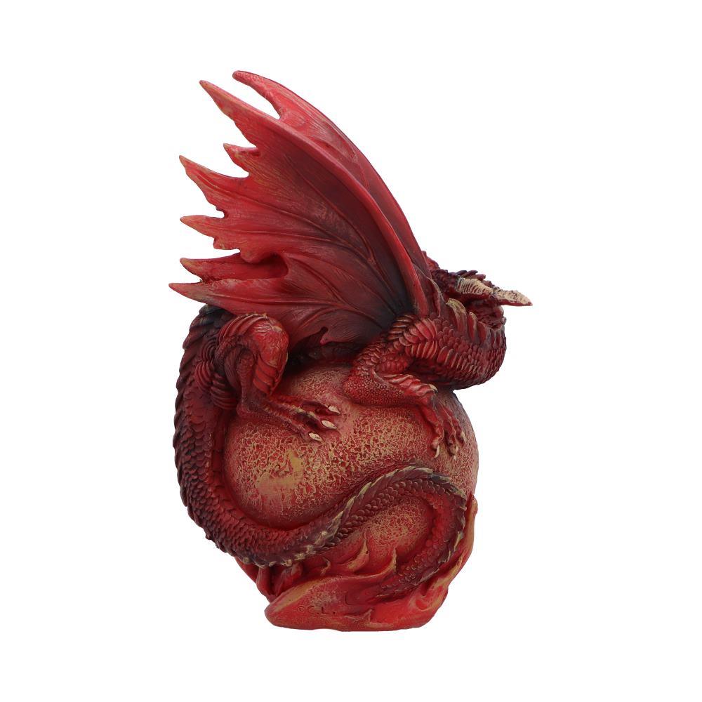 Gothic Fiery Crimson Mars Dragon Fantasy Statue Martian globe Mythical Decor