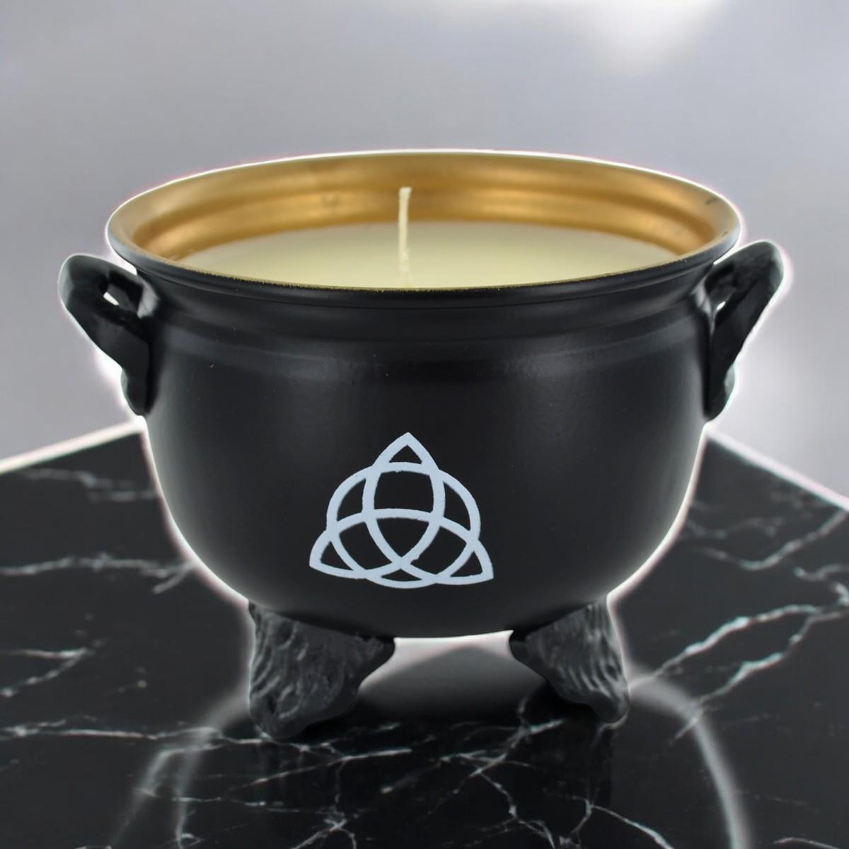 Mystical Triquetra Cauldron Soy Candle Wiccan Altar Decor | Spiritual Energy & Clean Burn Ritual Candle