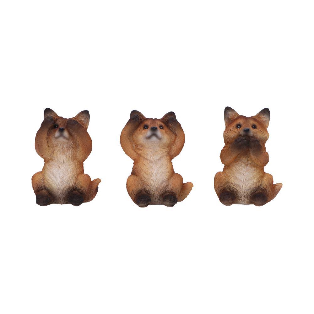 Three Wise Fox Figurines Set Hear See Speak No Evil statue Wisdom Ornaments