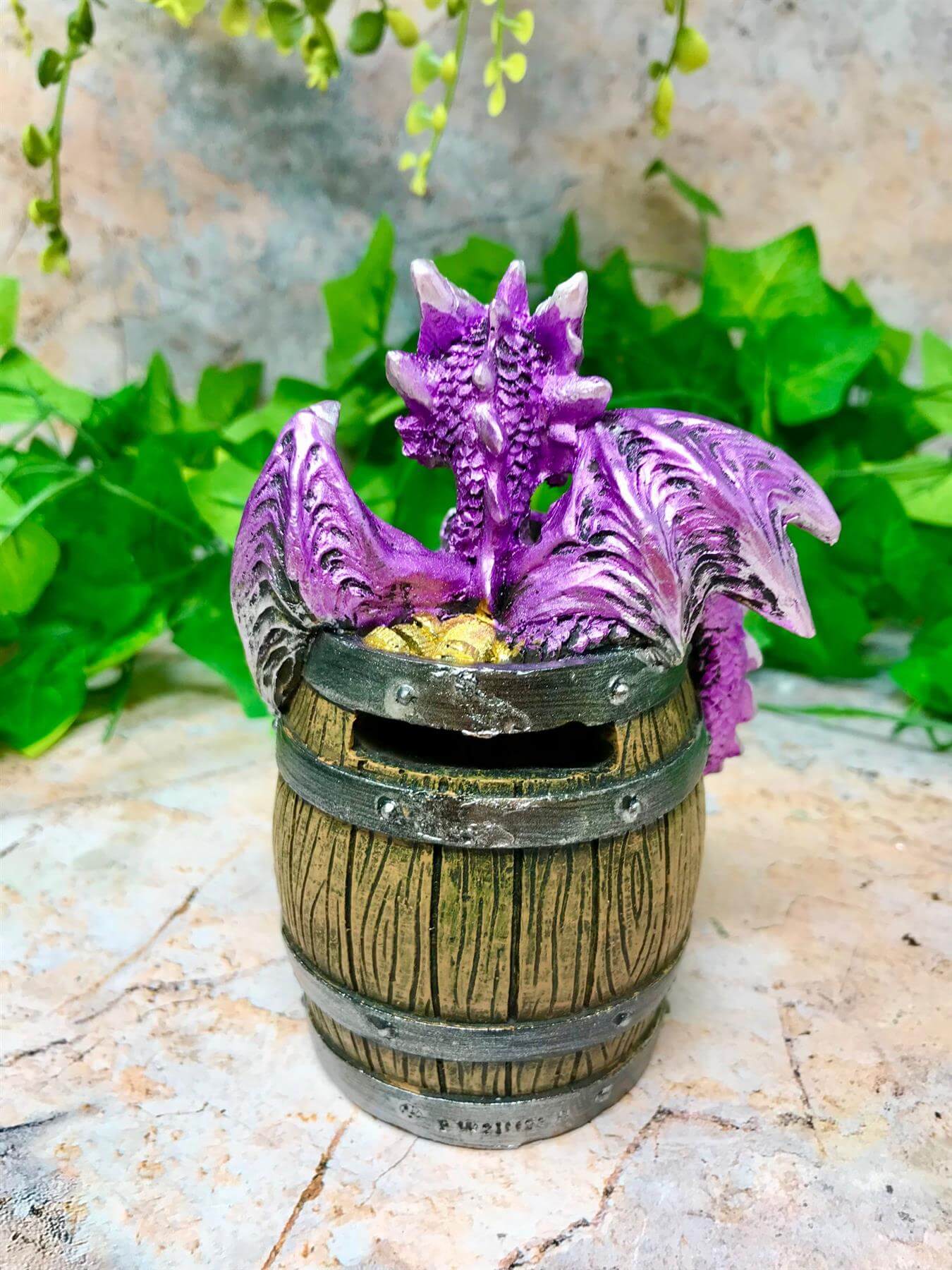 Purple Dragon Money Box, Whimsical Piggy Bank, Fantasy Dragon Ornament, Unique Savings Keeper, Magical Creature Decor, Home Fantasy Accent