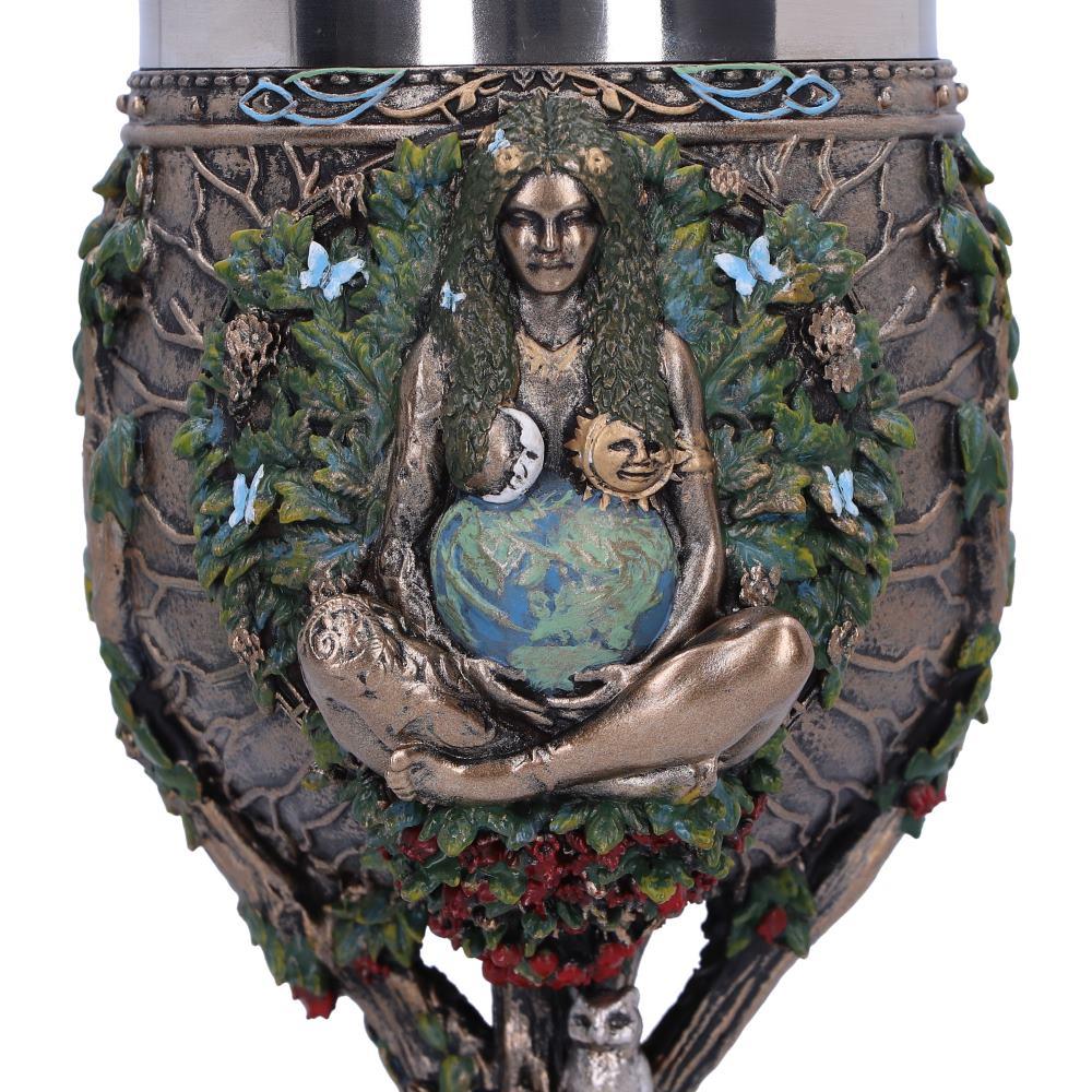 Mother Earth Goblet Pagan Goddess Chalice Wiccan tree Of Life Stainless Insert