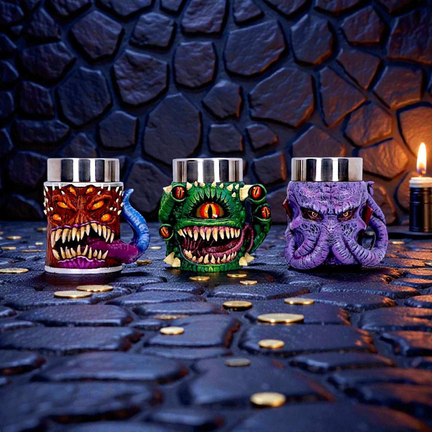 Dungeons & Dragons Mini Monster Tankards Set Mimic Spectator Flayer Collectible