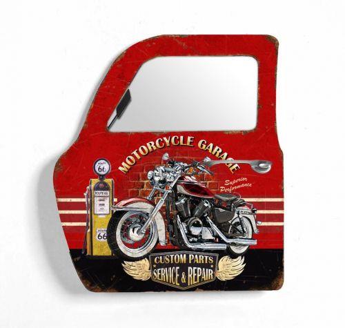 Retro Motorcycle Garage Wall Mirror Metal Sign Decor Bike Repair Workshop Bar Art
