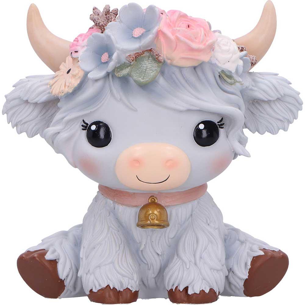 Moo Crew Magnolia Grey Flower Cow Figurine Ornament Cute Farmhouse Decor