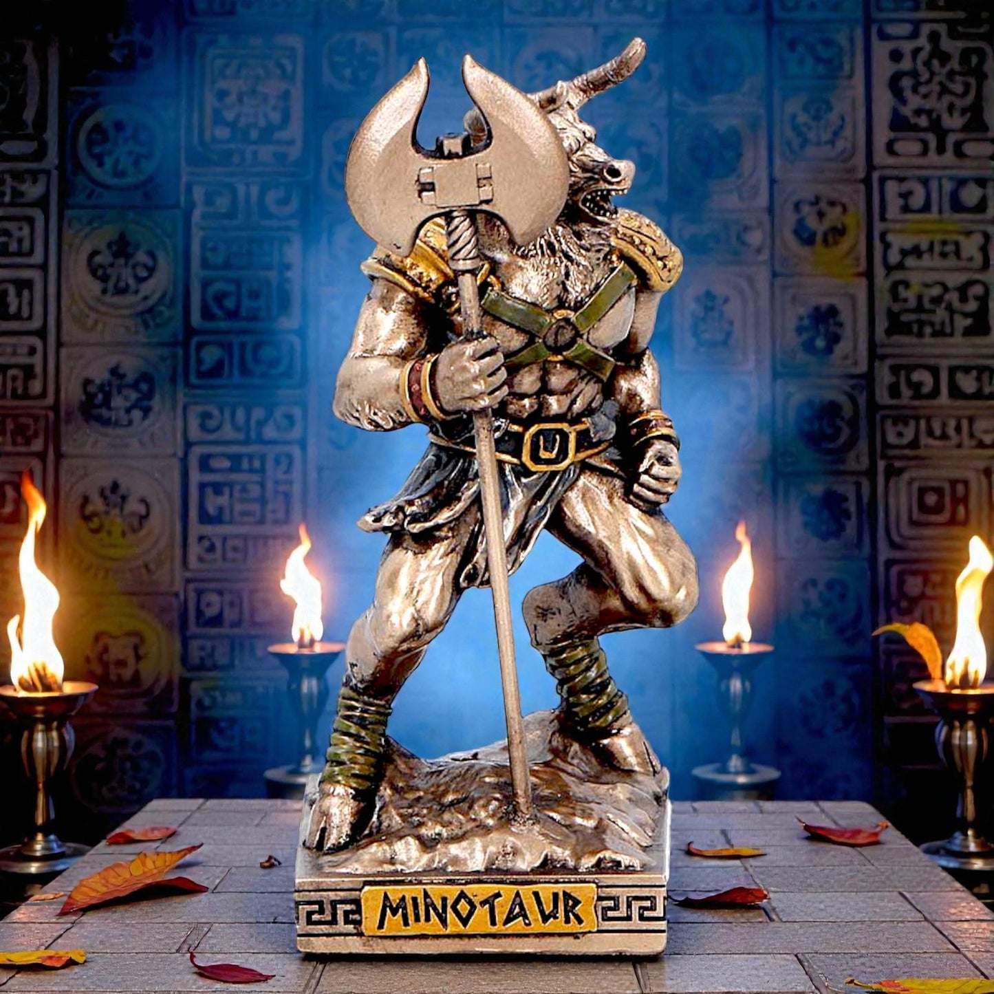 Minotaur Mini Figurine Greek Mythology Beast Warrior Axe Statue Ornament Art