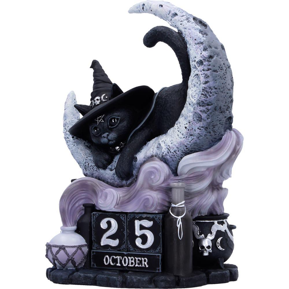 Gothic Black Cat Perpetual Calendar Witch Moon Halloween Wiccan Decor Art