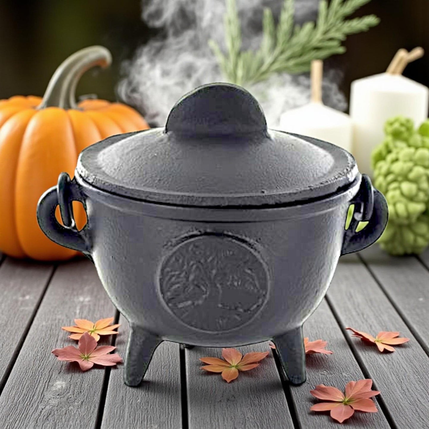 Cast Iron Tree of Life Cauldron Wiccan Altar Tool Pagan Witchcraft Ritual Burner