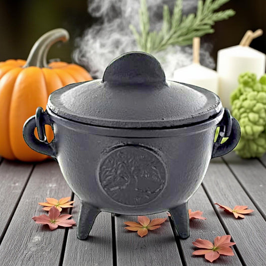 Cast Iron Tree of Life Cauldron Wiccan Altar Tool Pagan Witchcraft Ritual Burner