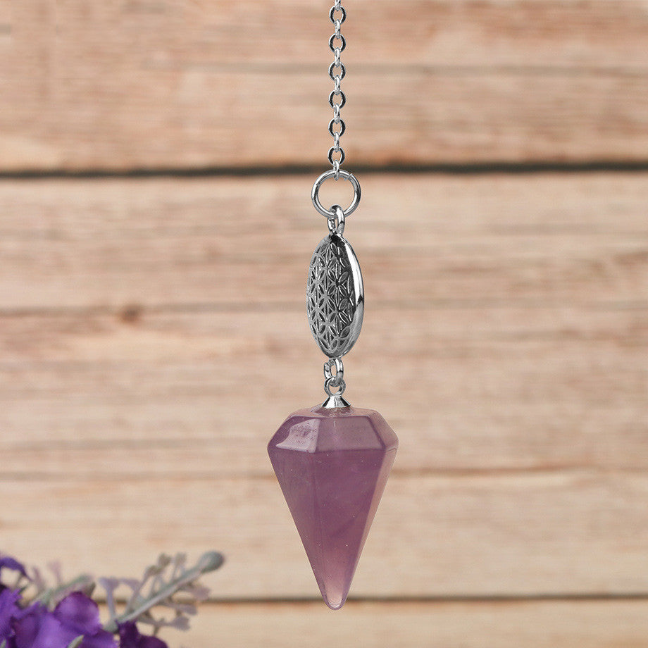 Semi-precious Stone Pendant Healing Crystal Point Pendulum Wika Meditation Chakra