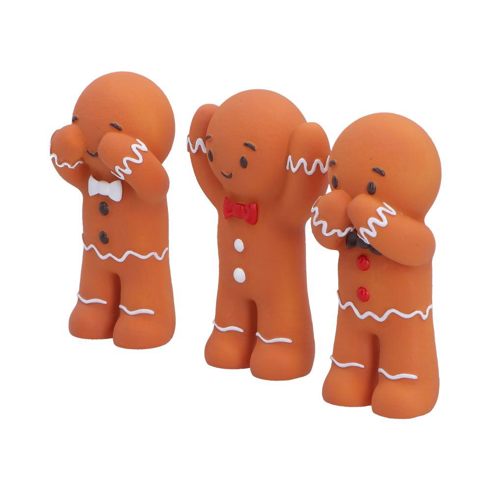 Gingerbread Three Wise Statues 9cm See Hear Speak No Evil Xmas Table Decorations