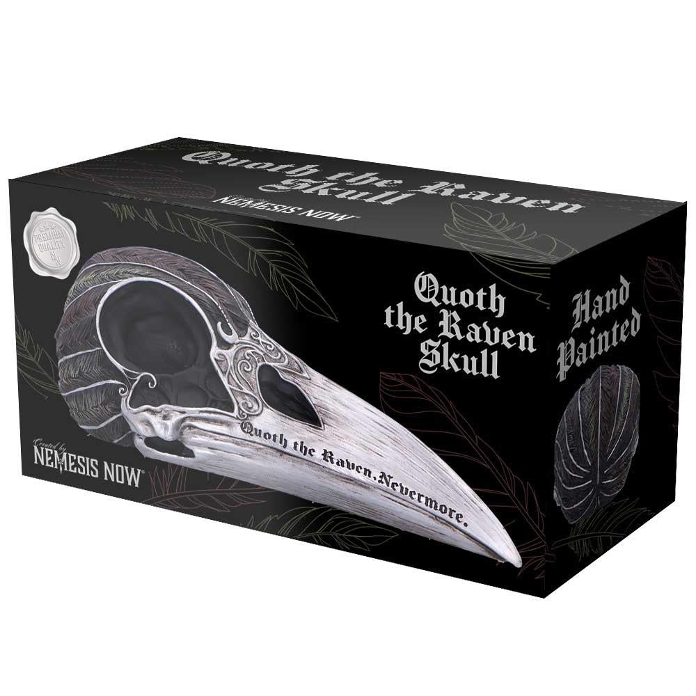 Quoth The Raven Skull Figurine Ornament Sculpture Gothic Edgar Allan Poe Decor