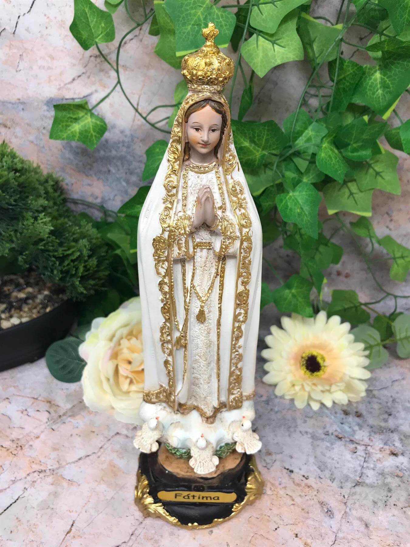 Blessed Virgin Mary Our Lady of Fatima Statue Ornament Figurine Coloured Sculpture Figure