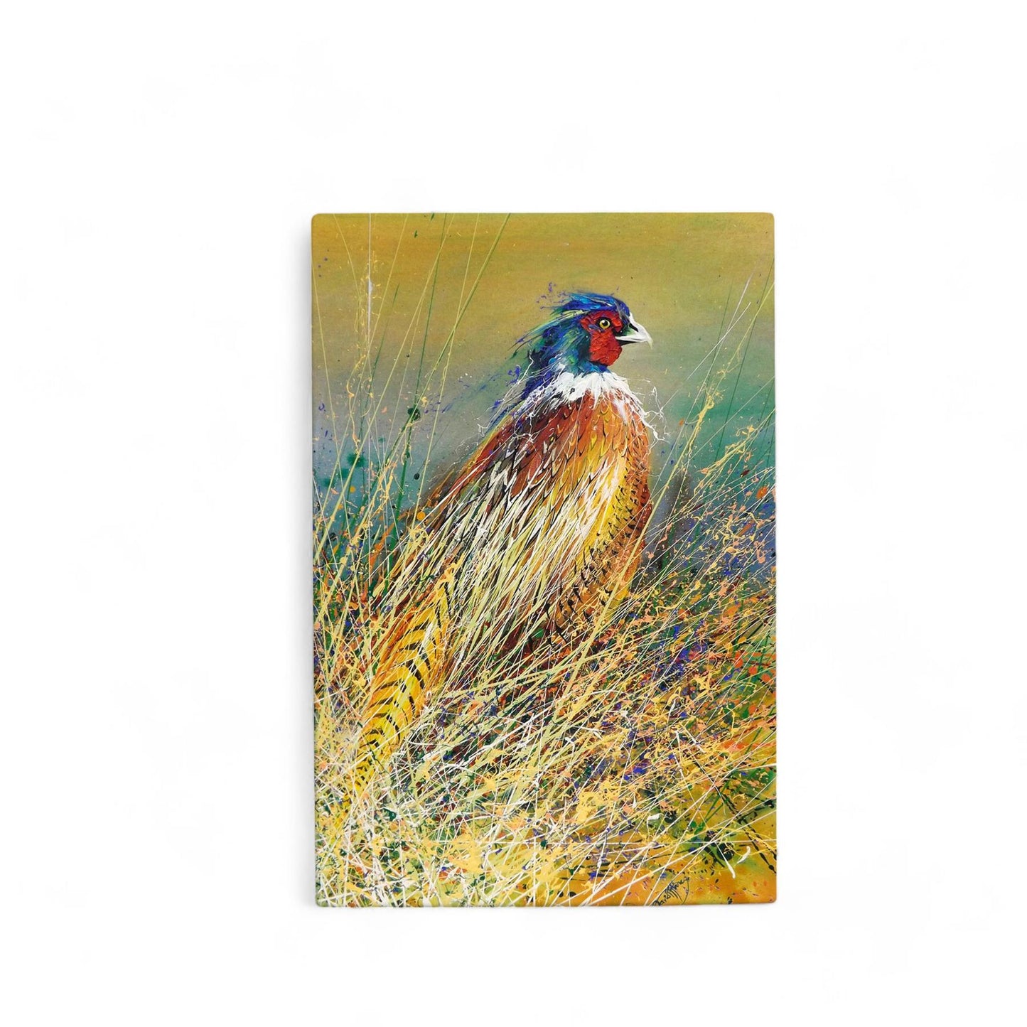 THE PHEASANT EMERGES Ceramic Art Tile by D. Finney 30x20cm - Stunning Wildlife Decor