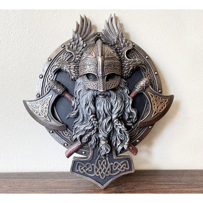 Fashion Viking Berserker Double Axe Wall Decoration Plaque Resin Pendant Crafts