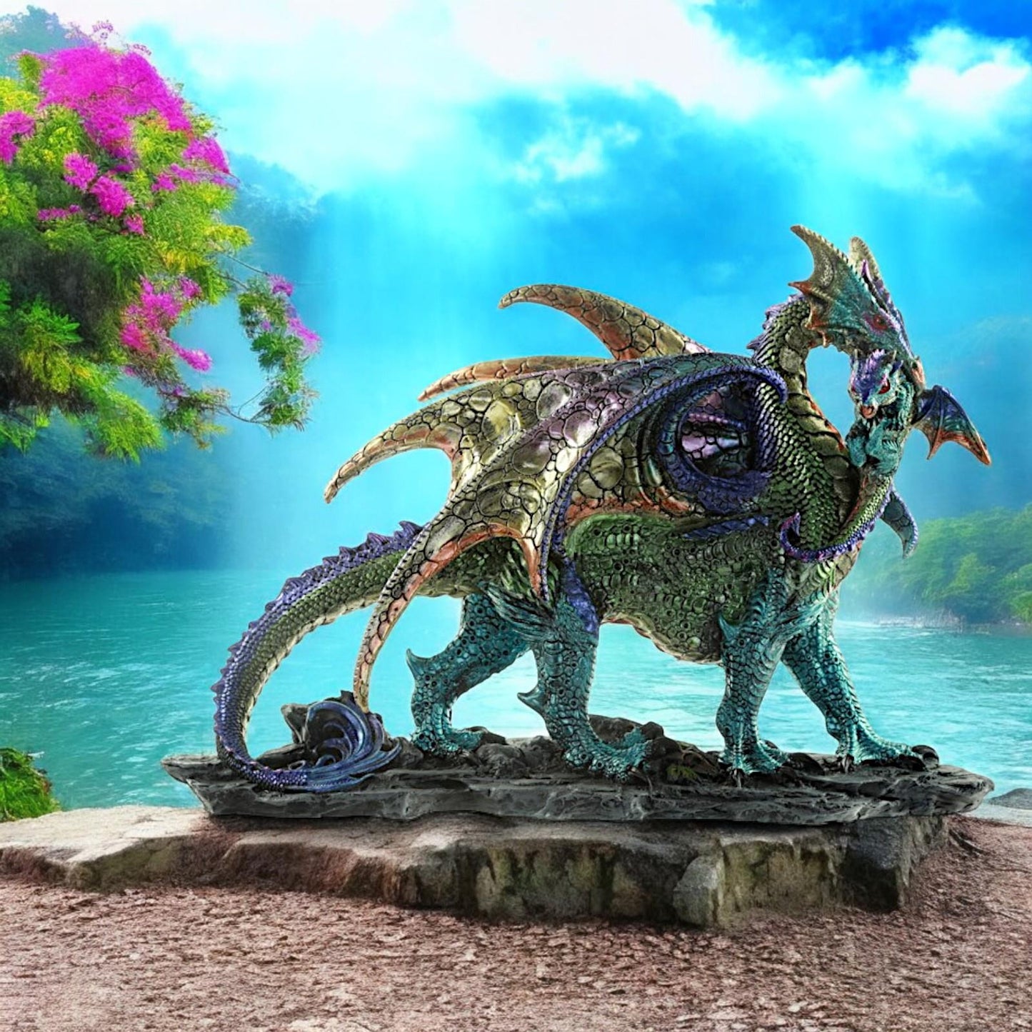 Majestic Mother Dragon Statue Mystical Fantasy Figurine Gothic Decor Ornament