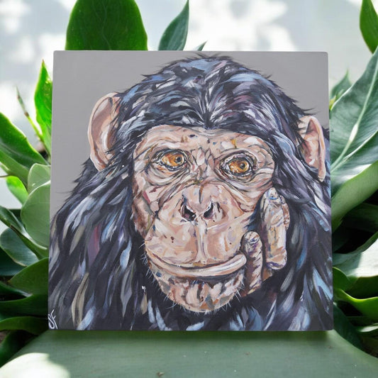 I DON'T GIVE A MONKEY'S Ceramic Art Tile by Sam Fenner - 20x20 cm - Animal Art Decor-Osiris Craftworks