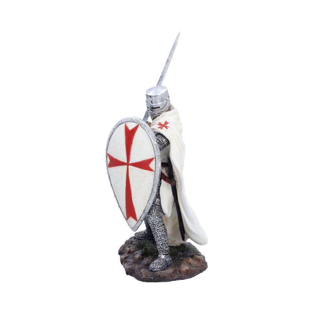 White Templar Knight Statue Figurine Ornament Medieval Crusader Sword Shield