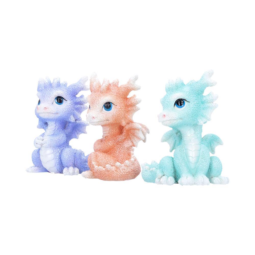 Fantasy Dragon Hatchling Trio Statue Figurines Ornament  Set 3 Cute Collectible