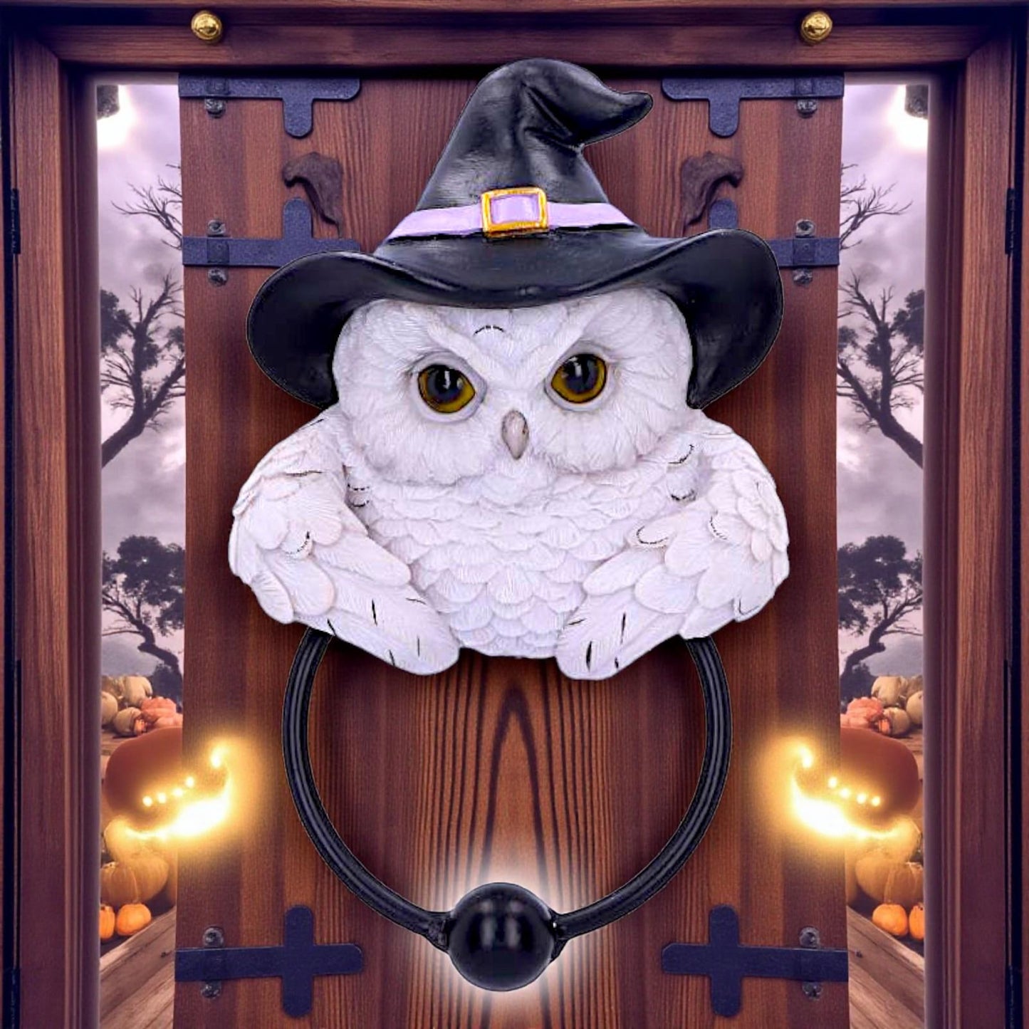 Enchanted Snowy Owl Door Knocker Witchcraft Pagan  Mystical Home Ornament