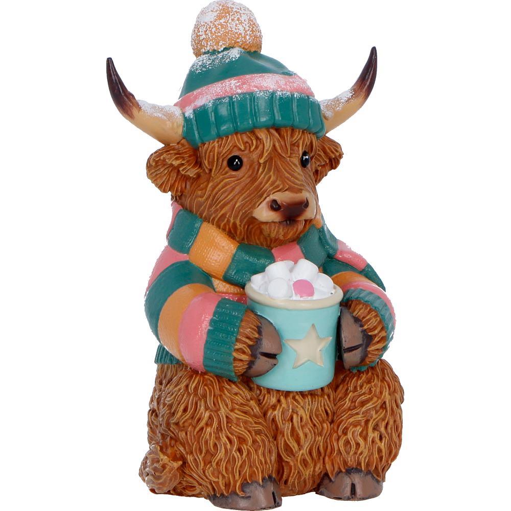 Highland Cow Statue Figurine Ornament Christmas Winter Scottish Cow Gift