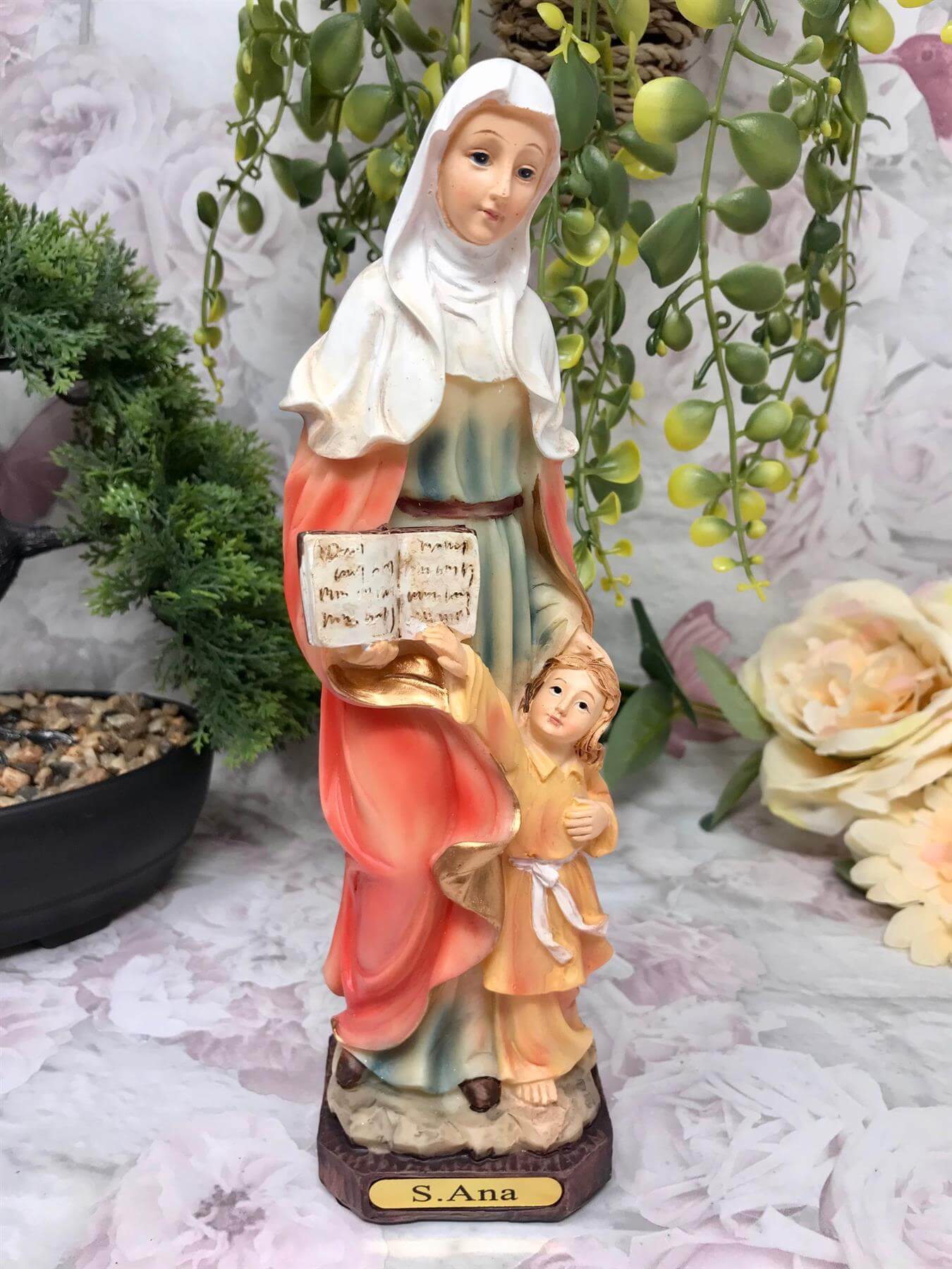 Saint Anne Statue Catholic Saint Sculpture Religious Santa Ana Ornament Figurine 23 cm